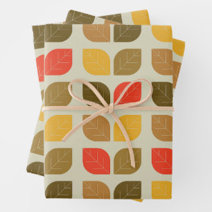 Autumn Fall Leaves Pattern Wrapping Paper Sheet