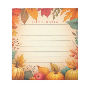 Autumn Fall Leaves Personalised Notepad