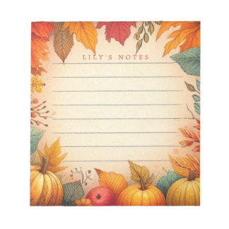 Autumn Fall Leaves Personalised Notepad