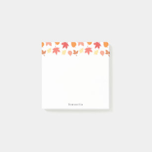 Autumn Fall Leaves Personalized Name Post-it Notes