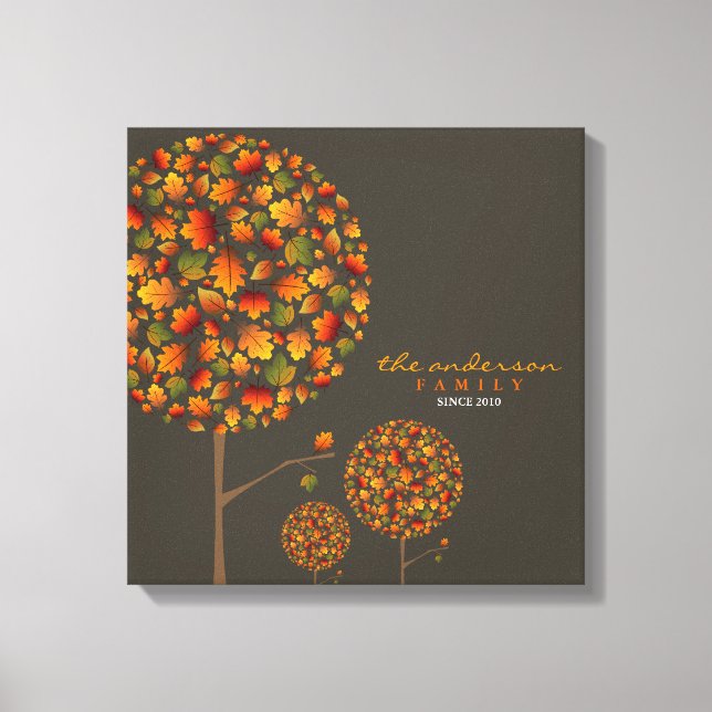 Autumn Fall Leaves Pop Tree Family Canvas Print (Front)