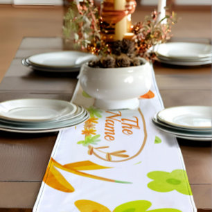Autumn Fall Leaves Pumpkin Thanksgiving Party Short Table Runner