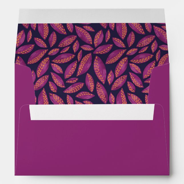 Autumn Fall Leaves Purple Envelope (Back (Bottom))