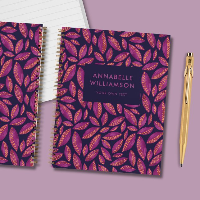 Autumn Fall Leaves Purple Notebook (Autumnal purple leaf Fall personalized notebook)