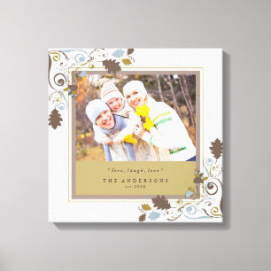 Autumn Fall Leaves Swirls Family Photo Canvas Art