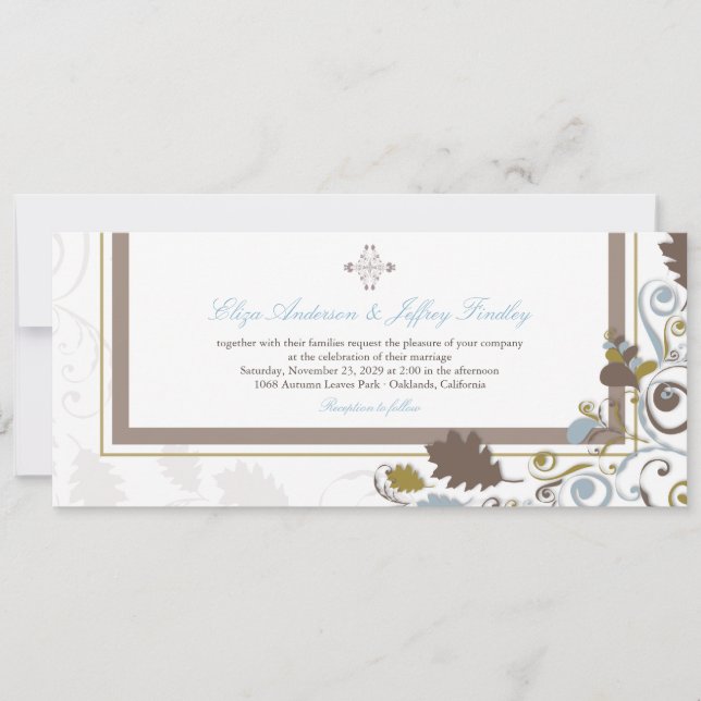 Autumn Fall Leaves Swirls Wedding Invitation (Front)