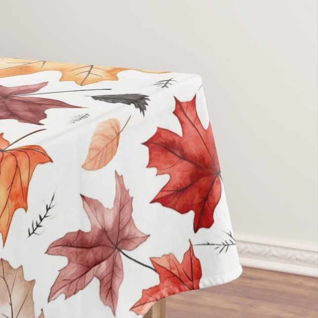 Autumn Fall Leaves Terracotta Brown Boho Pattern  Tablecloth (In Situ)