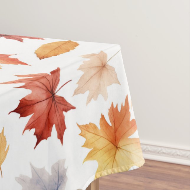 Autumn Fall Leaves Terracotta Brown Boho Pattern  Tablecloth (In Situ)