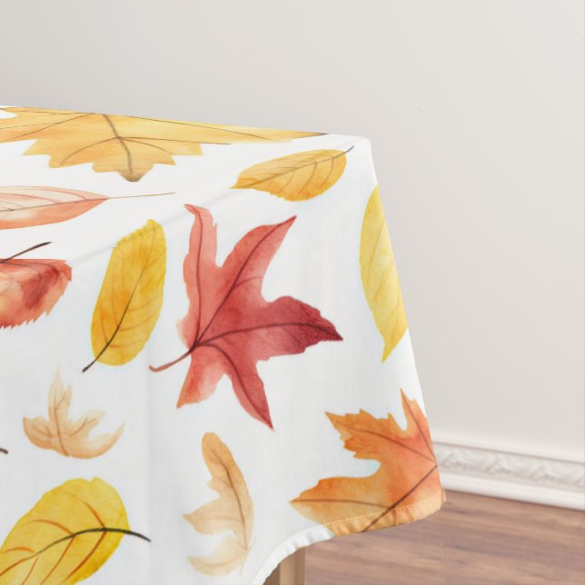 Autumn Fall Leaves Terracotta Brown Boho Pattern  Tablecloth (In Situ)