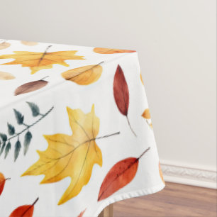 Autumn Fall Leaves Terracotta Brown Boho Pattern Tablecloth