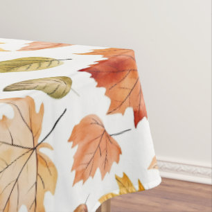 Autumn Fall Leaves Terracotta Brown Boho Pattern Tablecloth