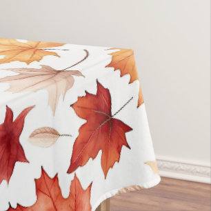 Autumn Fall Leaves Terracotta Brown Boho Pattern Tablecloth