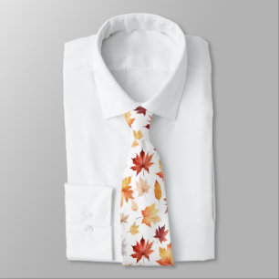 Autumn Fall Leaves Terracotta Brown Boho Pattern  Tie