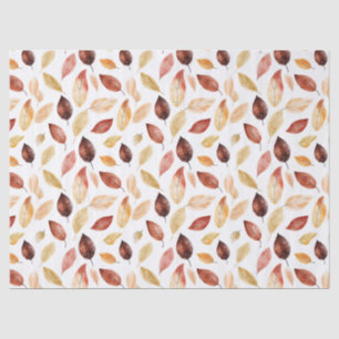 Autumn Fall Leaves Terracotta Brown Boho Pattern Tissue Paper