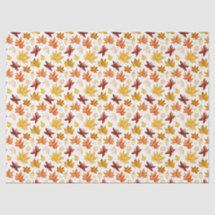 Autumn Fall Leaves Terracotta Brown Boho Pattern Tissue Paper