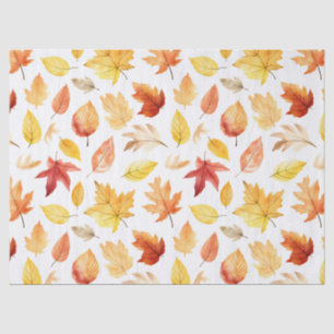 Autumn Fall Leaves Terracotta Brown Boho Pattern Tissue Paper