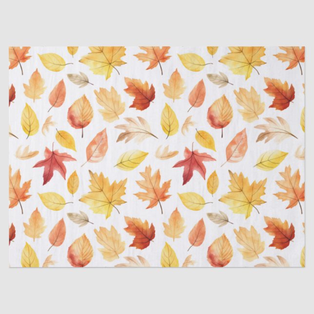 Autumn Fall Leaves Terracotta Brown Boho Pattern  Tissue Paper (Front)
