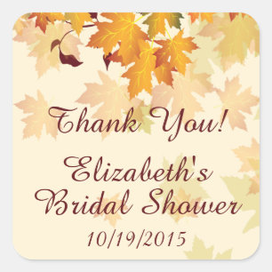 Autumn Fall Leaves Thank You Bridal Shower Sticker