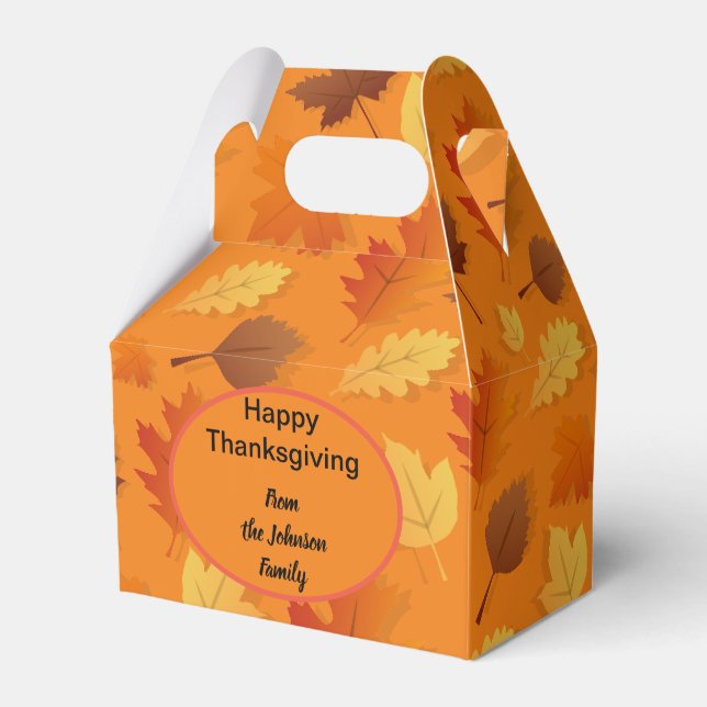 Autumn/Fall leaves Thanksgiving gift box. Editable Favour Box (Front Side)