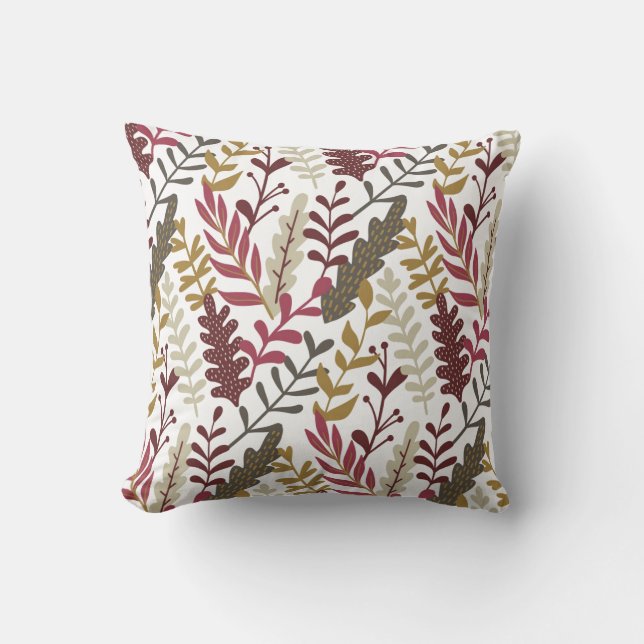 Autumn Fall Leaves Throw Pillow (Front)