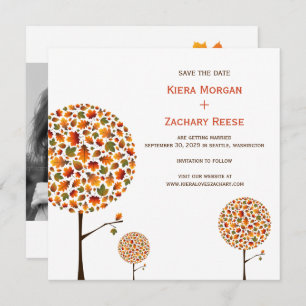 Autumn Fall Leaves Trees Wedding Save The Date