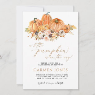 Autumn Fall Little Pumpkin Baby Shower Invitation