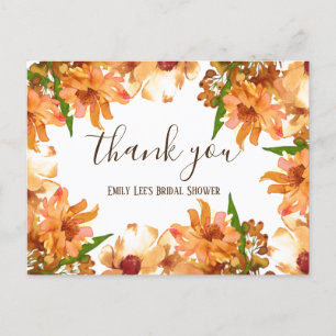 Autumn Fall Love Greenery Bridal Shower Thank You Postcard
