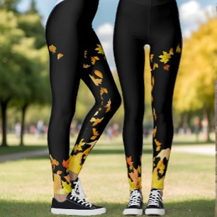 Autumn fall maple leaves girl LEGGINGS