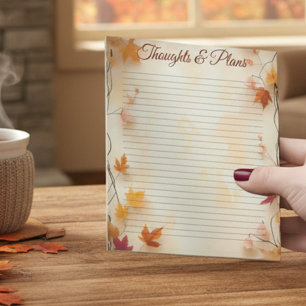 Autumn Fall Maple Leaves Lined  Notepad