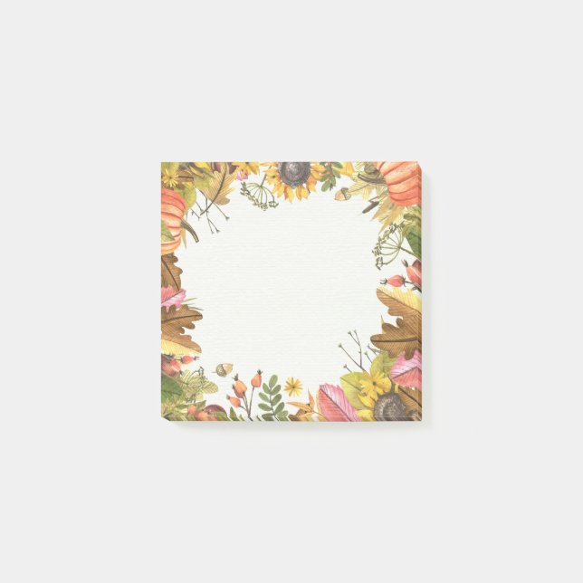 Autumn Fall Maple Leaves Pumpkin Post-it-Note Post Post-it Notes (Front)