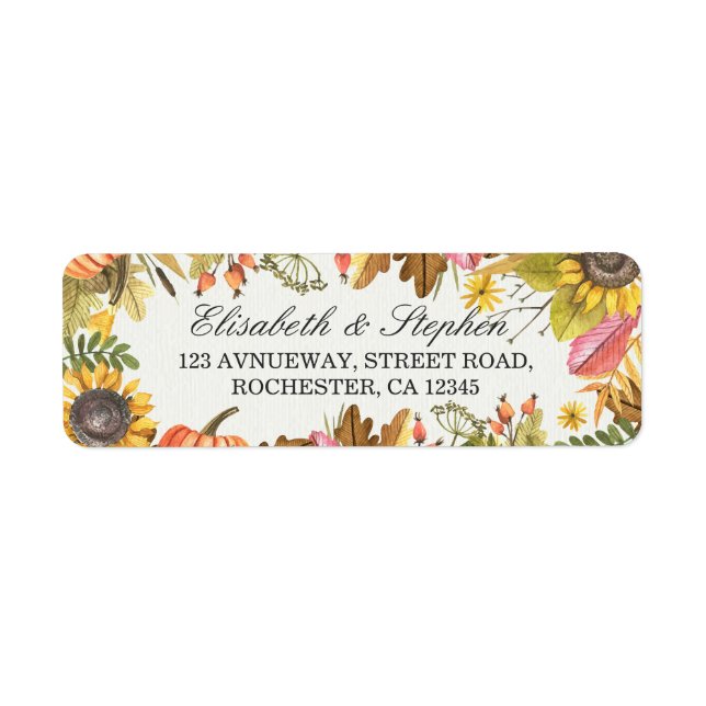 Autumn Fall Maple Leaves Pumpkin Wedding Address (Front)