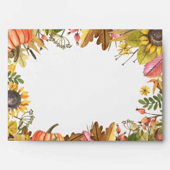 Autumn Fall Maple Leaves Pumpkin Wedding Welcome Envelopes (Front)