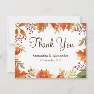 Autumn Fall Maple Leaves Thank You Card