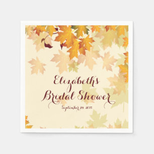 Autumn Fall Maple Leaves Wedding Bridal Shower Napkin