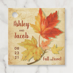 Autumn Fall Maple Leaves Wedding Favour Save Date Favour Tags