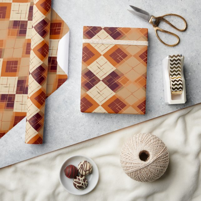 Autumn Fall Modern Argyle Pattern No17 Wrapping Paper (Crafts)