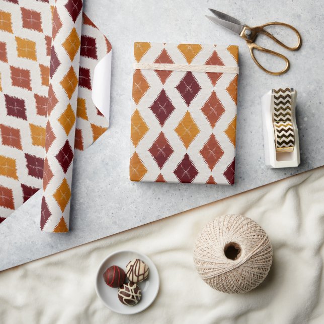Autumn Fall Modern Argyle Pattern No1 Wrapping Paper (Crafts)