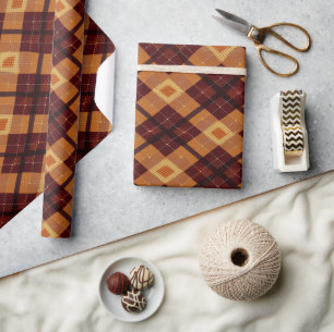 Autumn Fall Modern Argyle Pattern No20 Wrapping Paper