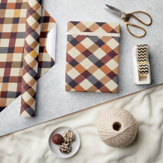 Autumn Fall Modern Argyle Pattern No3 Wrapping Paper (Crafts)