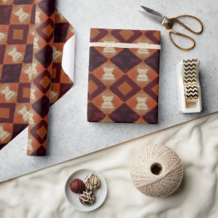 Autumn Fall Modern Argyle Pattern No5 Wrapping Paper