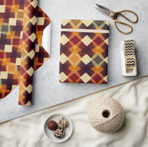 Autumn Fall Modern Argyle Pattern No8 Wrapping Paper