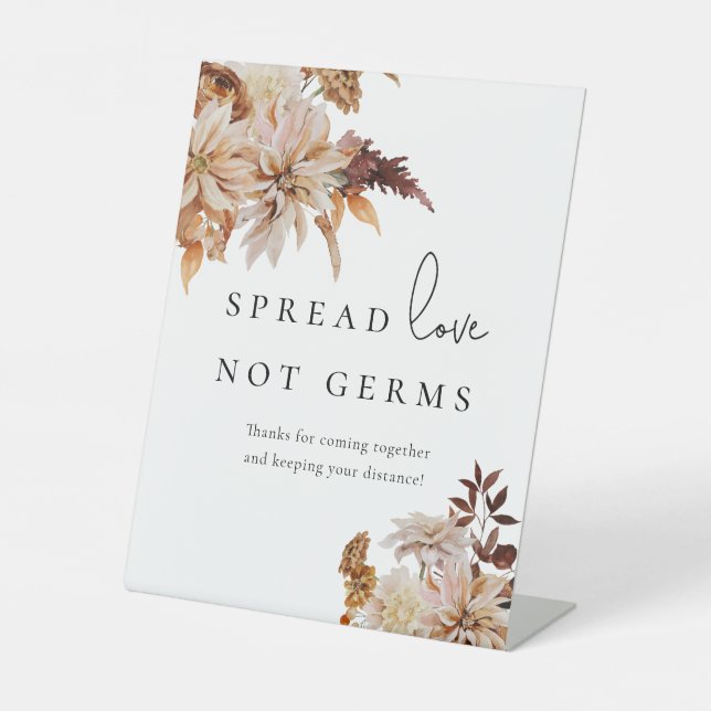 Autumn Fall Modern Wedding Sanitising Station Pedestal Sign (Front)