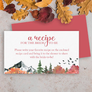 Autumn Fall Mountain Forest Recipe for the bride Enclosure Card