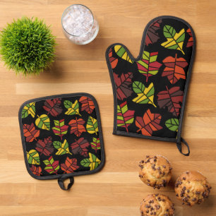 Autumn Fall Nature Transition Oven Mitt & Pot Holder Set