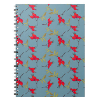 Autumn Fall Notebook with rosehip pattern