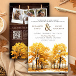 Autumn Fall Oak Trees Forest QR Code Wedding Invitation<br><div class="desc">Amaze your guests with this all in one forest theme wedding invite featuring beautiful oak trees and modern typography with QR code for online RSVP. Simply add your event details on this easy-to-use template and adorn this card with your favourite photos to make it a one-of-a-kind invitation.</div>