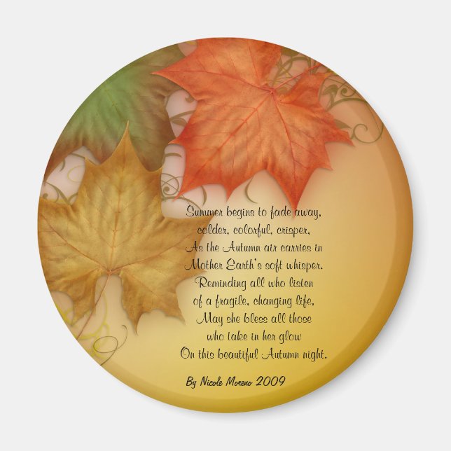 Autumn Fall original poetry Magnet (Front)
