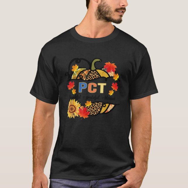 Autumn Fall Outfit PCT Thankful Grateful Blessed P T-Shirt (Front)