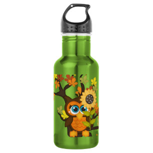 Autumn, Fall Owl with Sunflowers 532 Ml Water Bottle