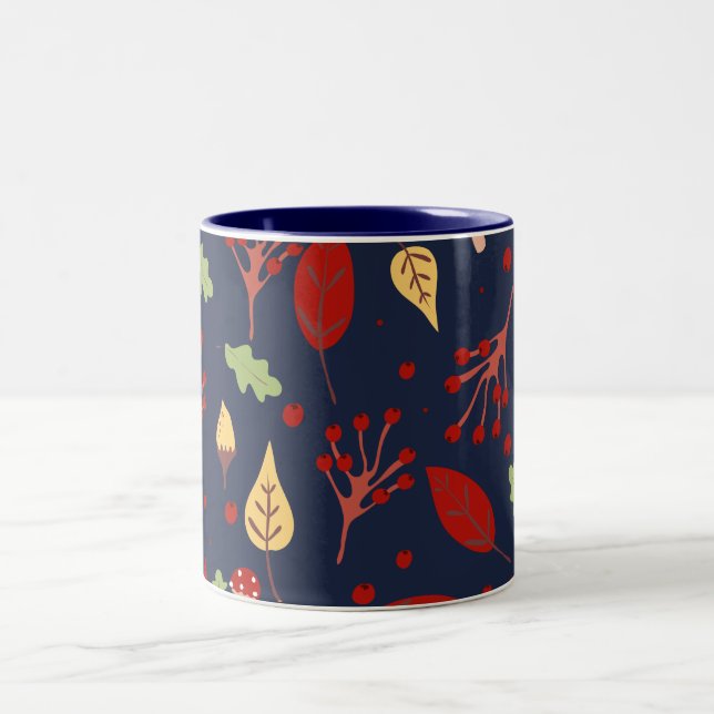 Autumn fall pattern Two-Tone coffee mug (Center)
